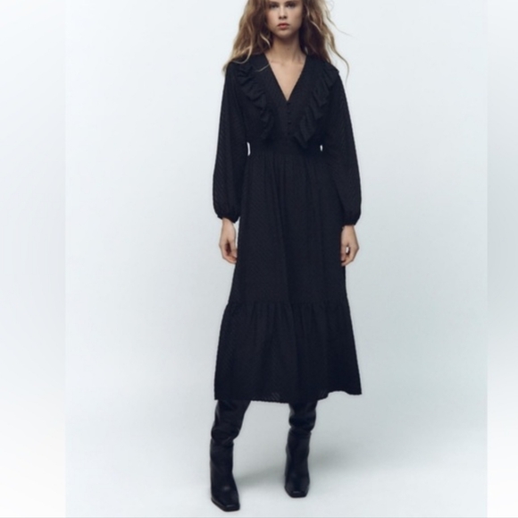 Zara Dresses & Skirts - ZARA Dotted Mesh Midi Dress NWT